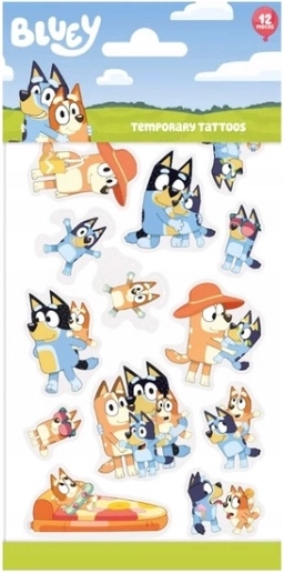 Smyvatelné dětské tetování Bluey – sada 12 ks