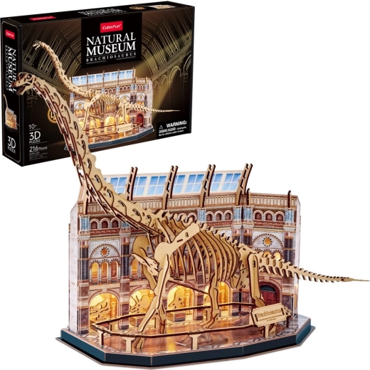 3D puzzle s LED brachiosaurusem CUBICFUN – muzeum se zkamenělinou
