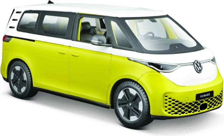 Model kovového auta Volkswagen 2023 ID. Buzz žlutý 1:24