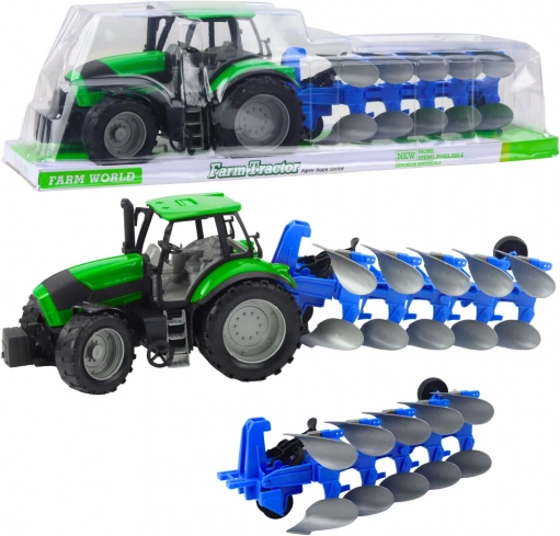 Traktor s pluhem zelený 50 cm