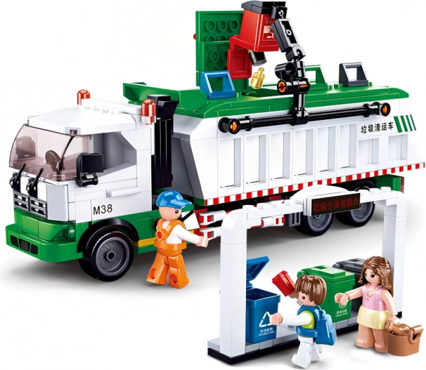 Sluban Town Popelářský Recyklační Vůz a Hra s Kartami
