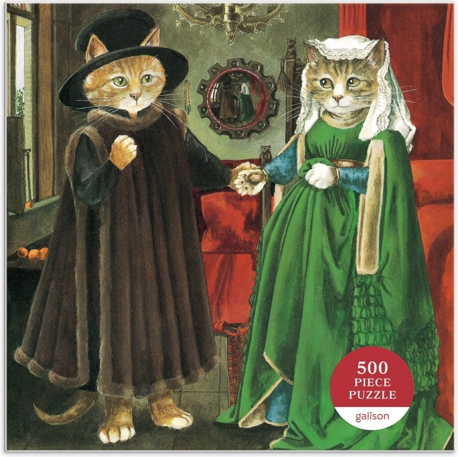 čtvercové puzzle meowsterpiece: arnolfiniho manželství 500 dílků