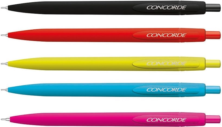 Kuličkové pero Concorde Drupy, asortované barvy, extra jemná modrá náplň 0,6 mm