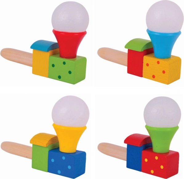 foukací dřevěná lokomotiva s balónkem BIGJIGS TOYS
