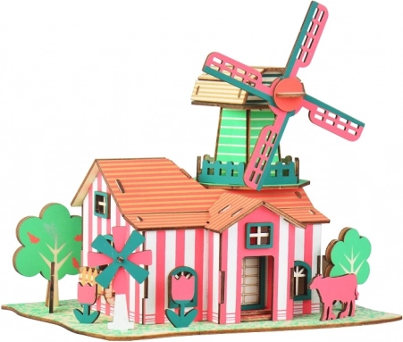 Woodcraft dřevěné 3D puzzle Tulipánový ranč