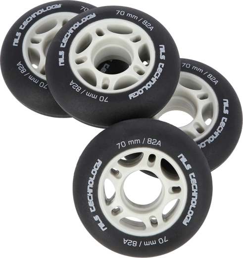 Matná kolečka na inline brusle NILS Extreme 70 mm 82A, černá, sada 4 ks