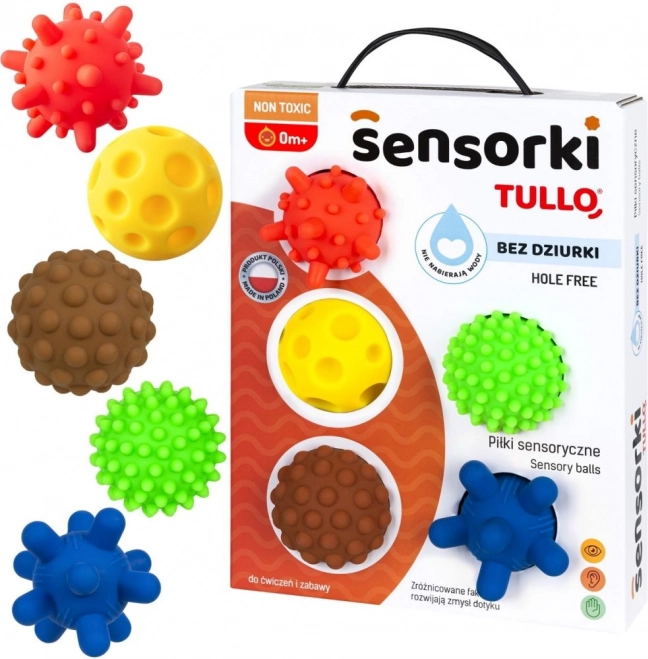 Tullo barevné senzorické míčky pro děti 5 ks