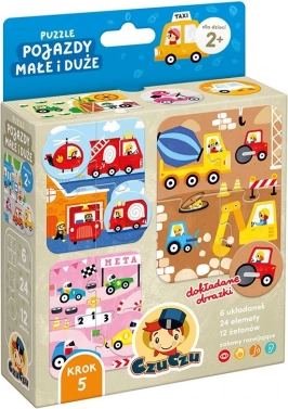 Puzzle vozidla malé i velké – hra a puzzle v jednom