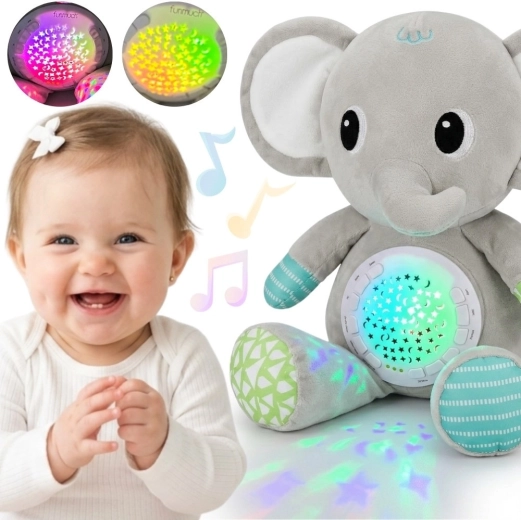 Woopie Baby plyšový slon s projektorem a uklidňujícími zvuky
