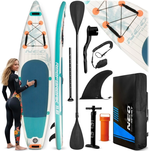 Neo-Sport nafukovací paddleboard SUP Reefbreak 11’6 (350 × 81 × 15 cm) – sada s příslušenstvím