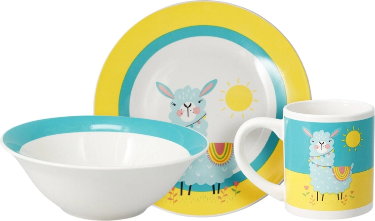 Dětská porcelánová jídelní sada 3 díly – lama nebo jednorožec