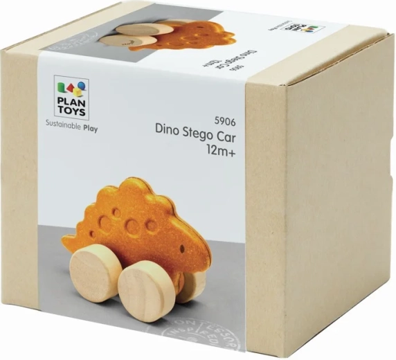 Dřevěné autíčko ve tvaru stegosauruse