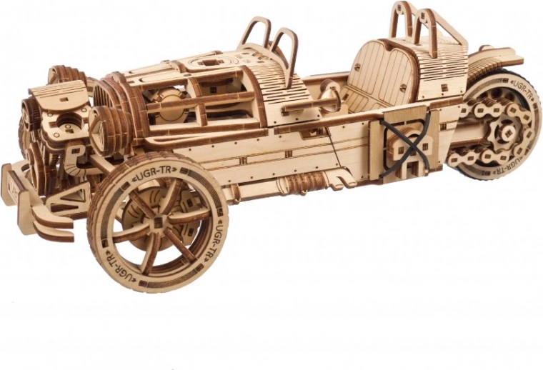 Ugears dřevěná mechanická 3D stavebnice – tříkolka UGR-S