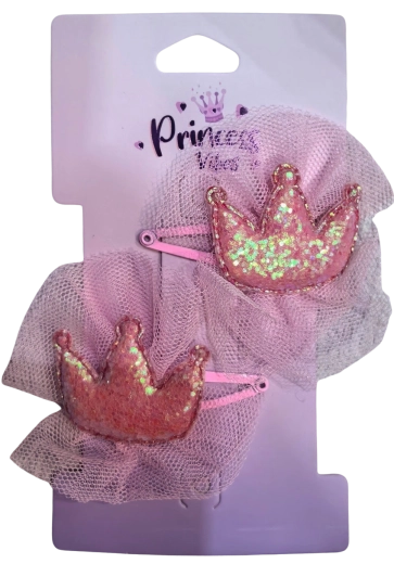 PINK sponky do vlasů třpytivá korunka, 2 ks