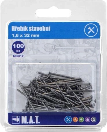 Stavební hřebíky 32 × 1,6 mm, 100 ks