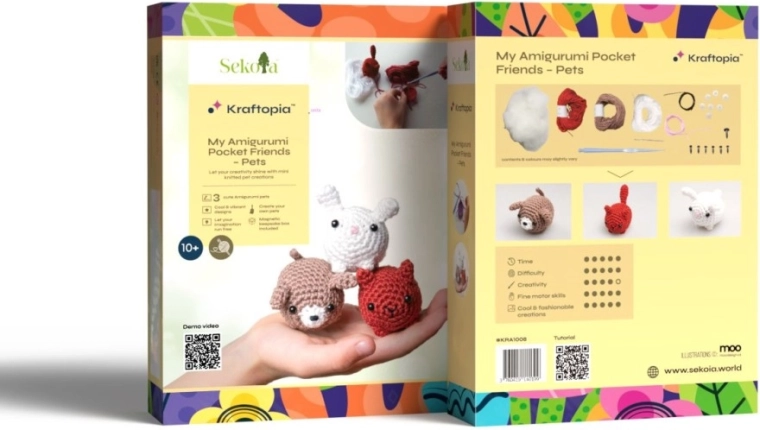 3 roztomilá amigurumi zvířátka v jedné sadě