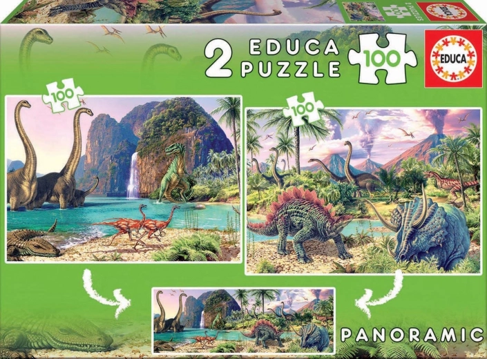 panorama puzzle dinosauří svět 2×100 dílků