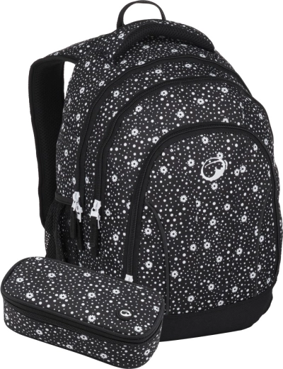 Bagmaster studentský set SUPERNOVA 24 A černobílý květinový motiv