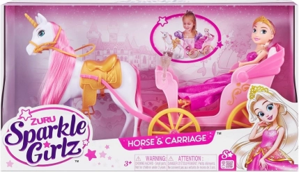 Panenka princezna s jednorožcem a kočárem SPARKLE GIRLZ 26,5 cm