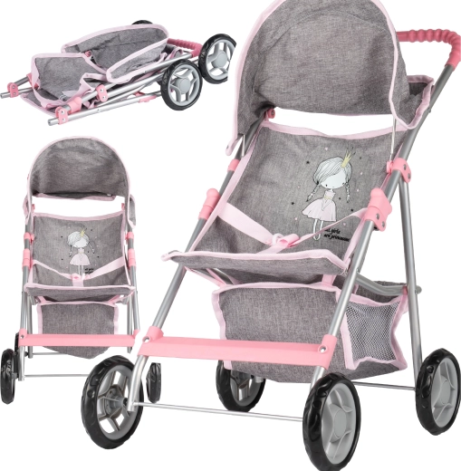 Kočárek pro panenky Little Princess Grey