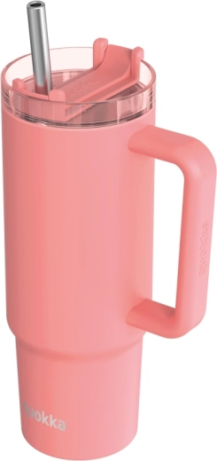 Nerezový termohrnek Quokka vibe coral drop safe s brčkem 880 ml
