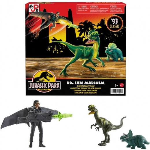 Jurassic World – sada figurek Ian Malcolm s dinosauřími společníky a kluzákem