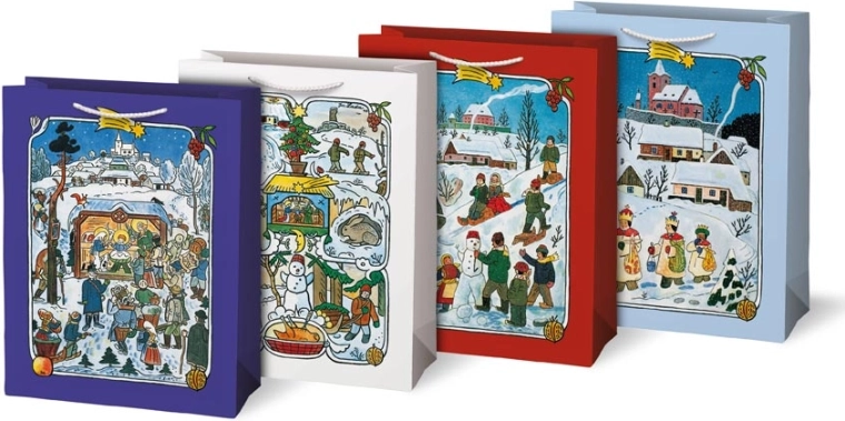 Vánoční dárková taška L s motivy JOSEF LADA