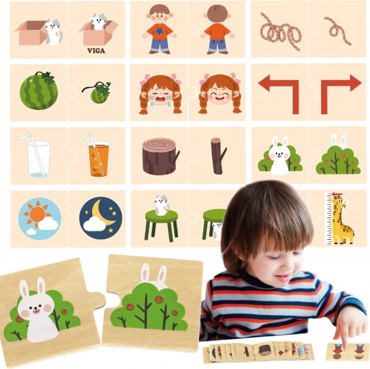 Dřevěné puzzle s protikladnými obrázky VIGA