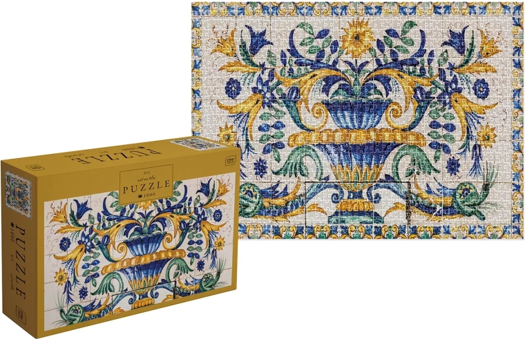 Puzzle Art on Tiles: kytice na podstavci 1000 dílků