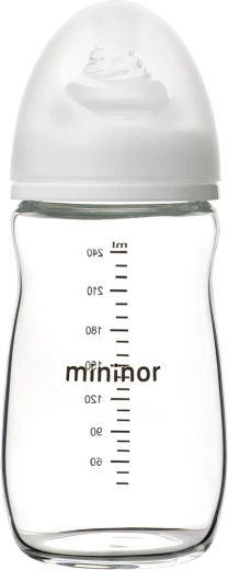 Mininor skleněná kojenecká láhev 240 ml 0+