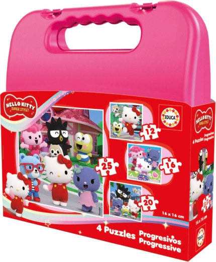 Educa progresivní puzzle v kufříku Hello Kitty 4v1 (12–25 dílků)
