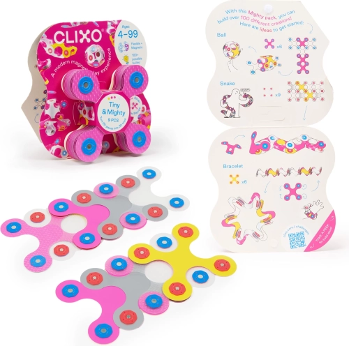 Clixo Tiny & Mighty Sparkle – magnetická třpytivá stavebnice 9 ks