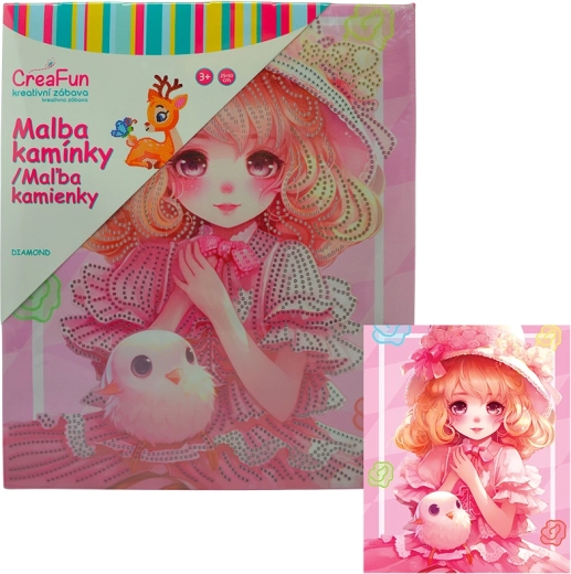 Diamantové malování – růžová panenka 25 × 30 cm