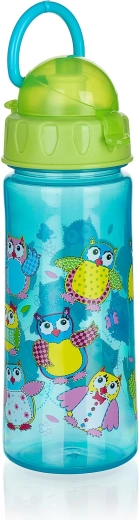 Láhev na pití se brčkem Sova 500 ml zelená