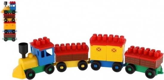 Stavebnice vlak s 3 vagónky LORI v sáčku