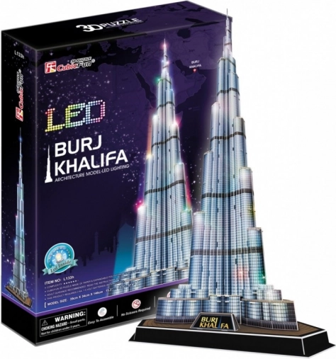Svítící 3D puzzle Burdž Chalífa 136 dílků