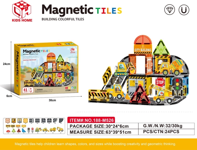 Magnetická stavebnice staveniště, 41 dílů
