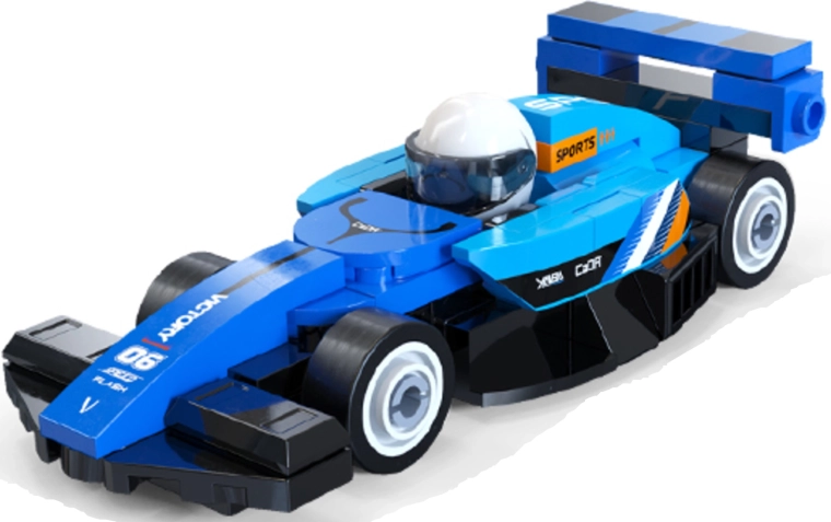 Detailní modrý závodní vůz k vystavení