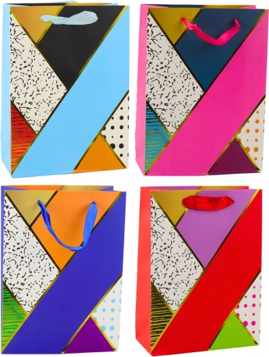 Papírová dárková taška geometrické vzory 23 x 18 x 10,5 cm