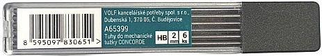 Tuhy HB do mechanické tužky 2 mm CONCORDE, 6 ks