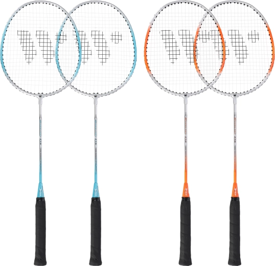 Sada badmintonových raket Wish Steeltec pro rekreační hru (4 rakety, 3 košíčky, obal)