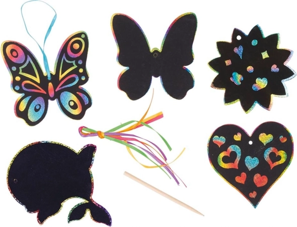 Goki škrabací duhové obrázky k zavěšení – mix motivů