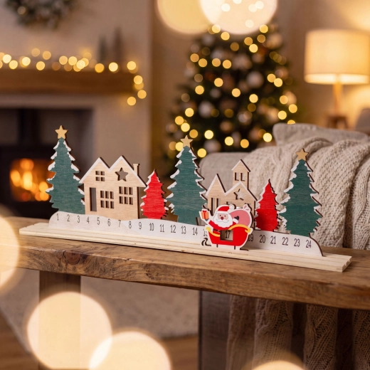 Adventní kalendář s vánoční vesničkou a Mikulášem