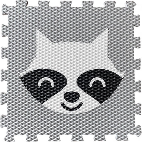 Pěnová puzzle podložka pro děti s mývalem – světle šedá