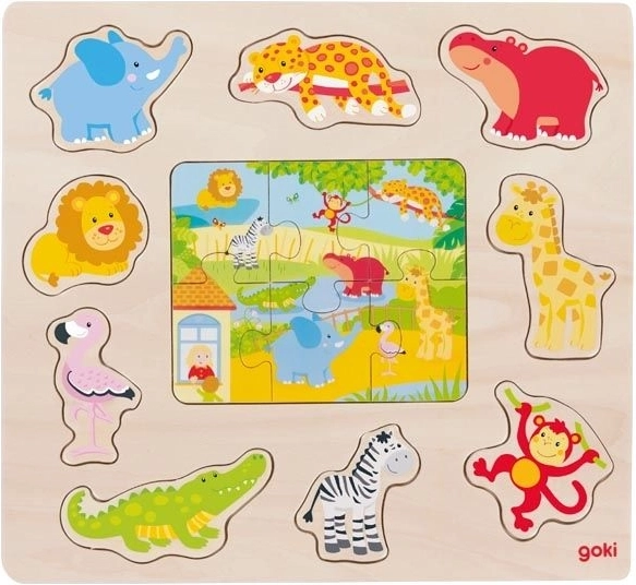 Dřevěná vkládačka a puzzle Zvířátka ze Zoo