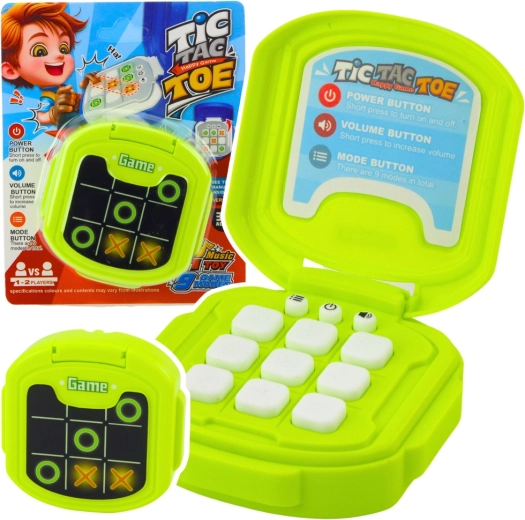 Elektronická hra piškvorky TIC TAC TOE, 9 režimů, zelená