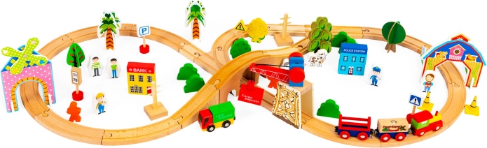 Dřevěná železnice 74 dílů Ecotoys