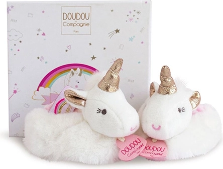 Doudou dárková sada s botičkami a chrastítky jednorožec