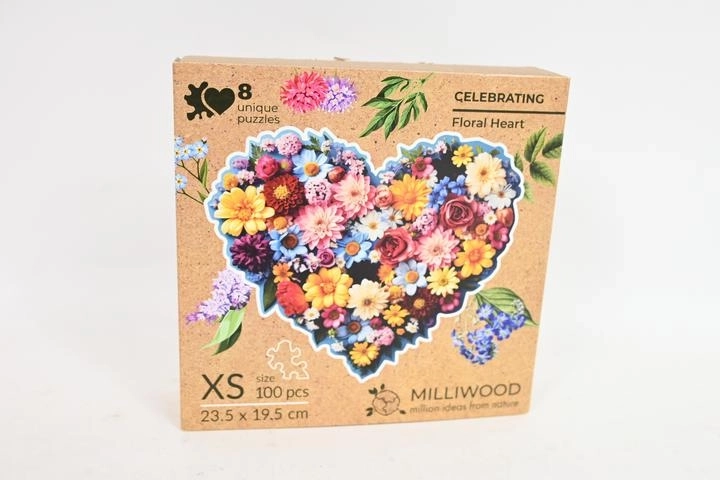 Milliwood dřevěné puzzle květinové srdce celebrating