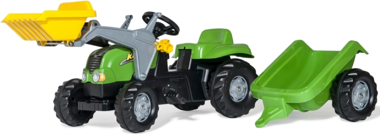 Rolly Toys rollyKid-X šlapací traktor s nakladačem a přívěsem zelený